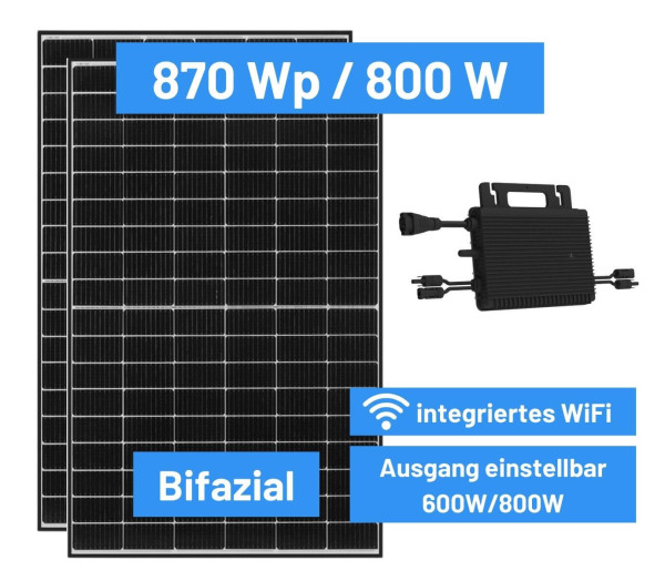 flex-energie Balkonkraftwerk 870 Wp / 800 W - Bifazial - WiFi